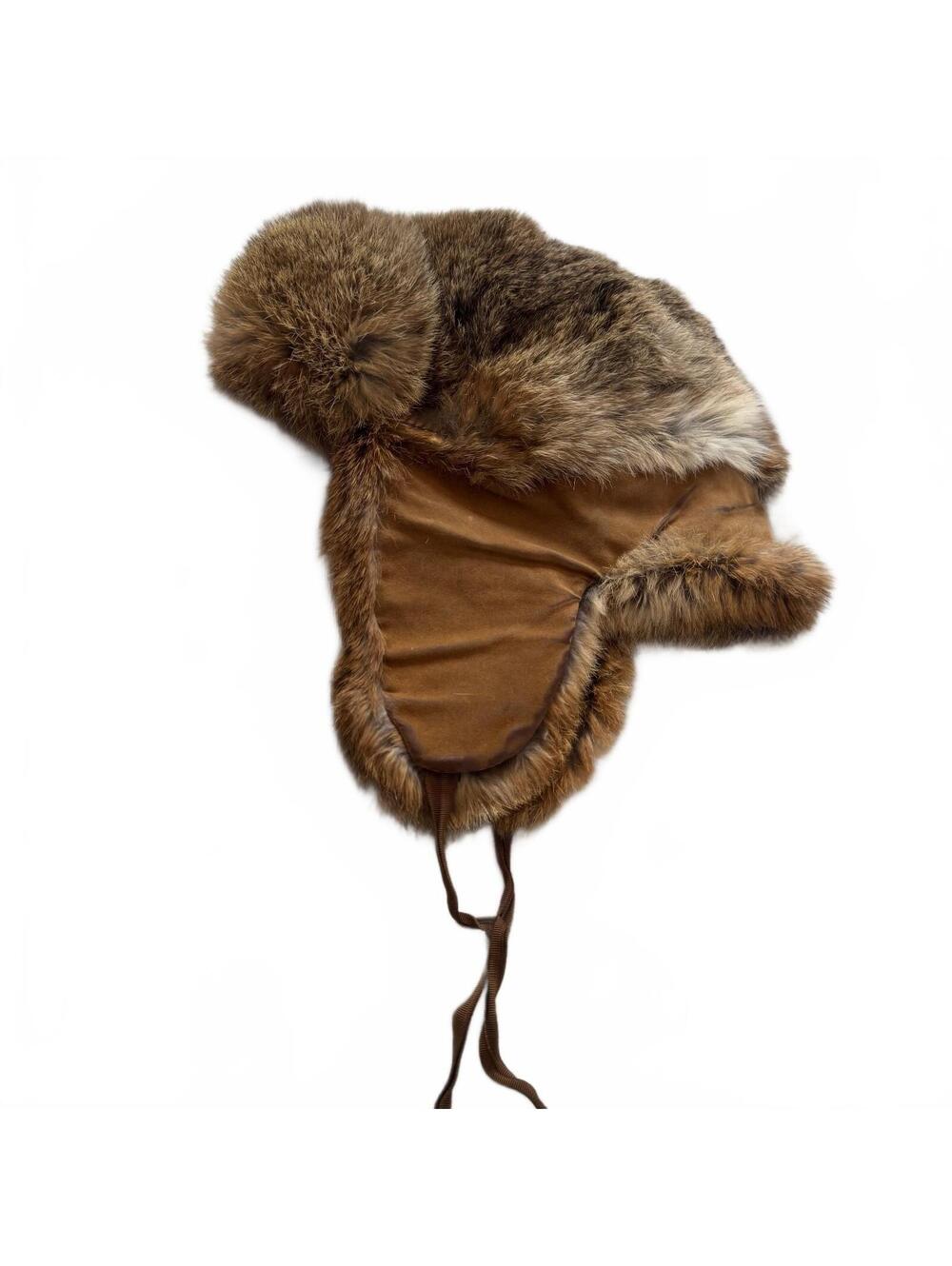 North King Trapper Hat Medium Real Rabbit Fur Aviator Ushanka Bomber NY Vtg 50s
